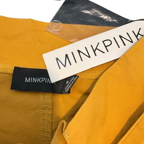 NWT MINKPINK Riley Paperbag Utility Short Mustard Yellow Belted Cuffed Size M - Picture 7 of 11